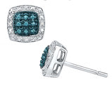 1/12 Carat (ctw I2-I3) Blue & White Diamond Earrings in Sterling Silver